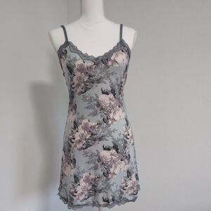 Laundry by Shelli Segal Floral Sleepwear Mini Slip Dress Chemise Blue S